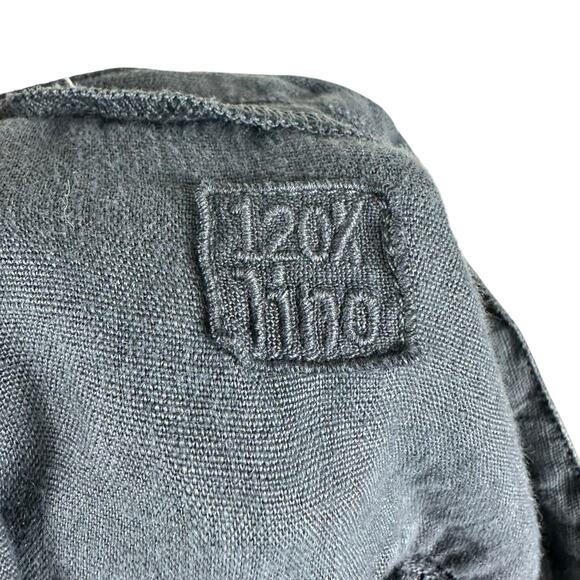 120% LINO Charcoal Gray Linen Button Down Blouse Women's Size 44 US Medium - Picture 5 of 8